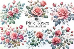 Pink Roses Clipart Bundle - CraftNest - Digital Crafting and Art