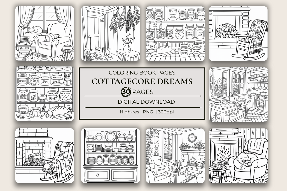 Cottagecore Dreams Coloring Book