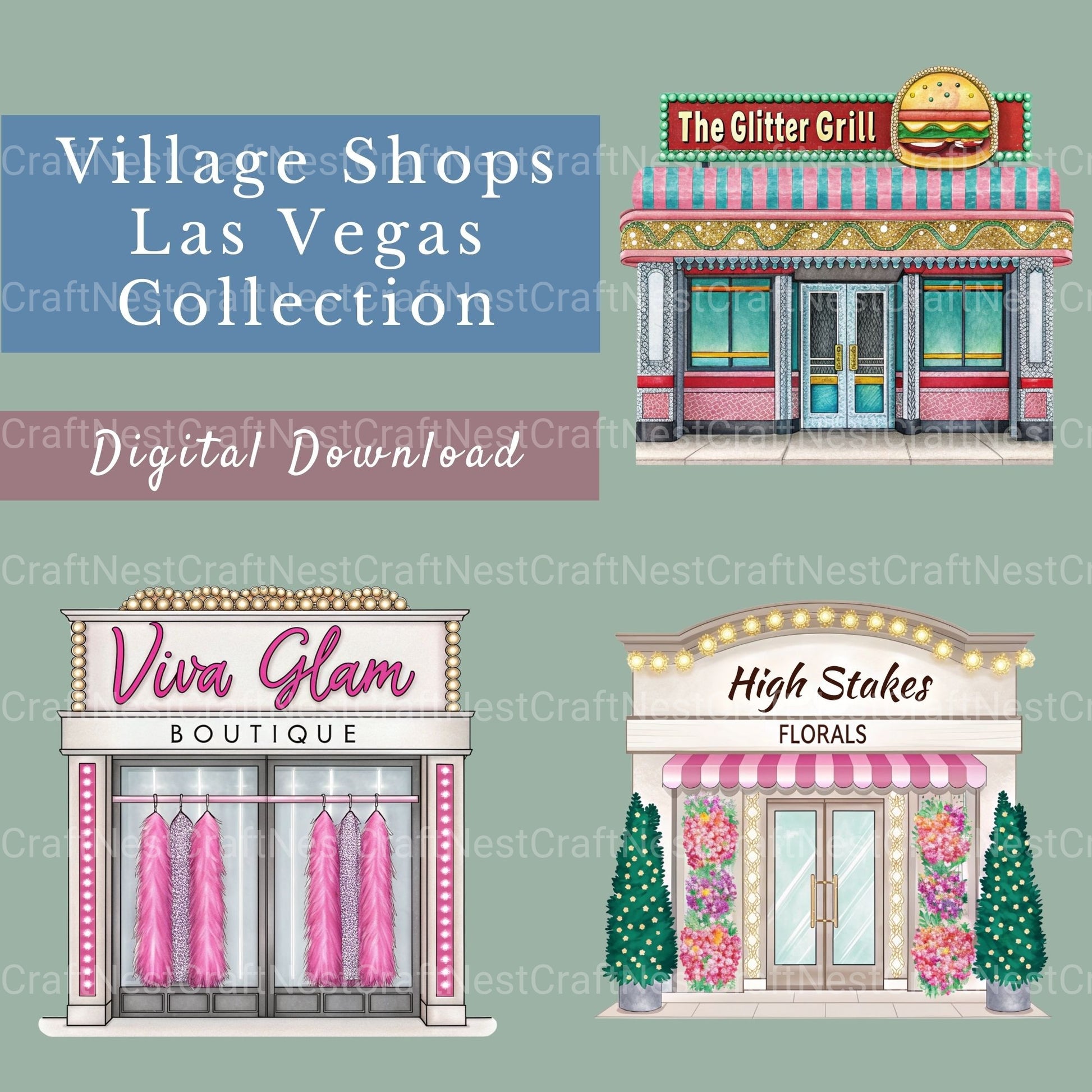 Village Shops Las Vegas Clipart Bundle - CraftNest - Digital Crafting and Art
