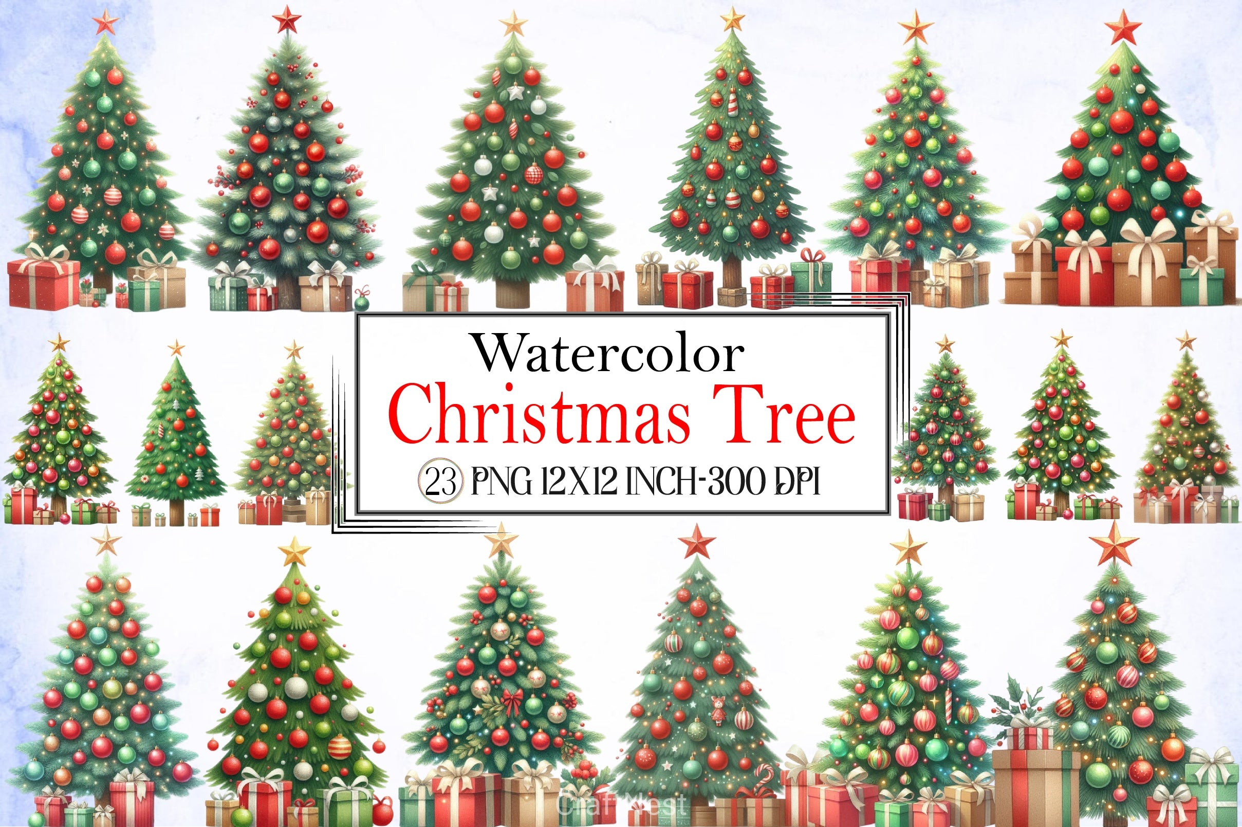 Christmas Tree Clipart Bundle 8 - CraftNest - Digital Crafting and Art