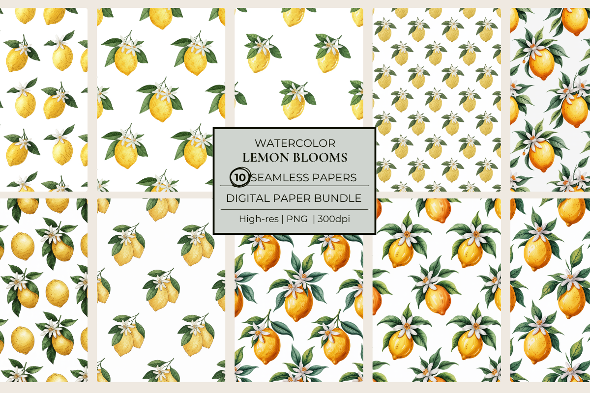 Lemon Blooms Seamless Papers