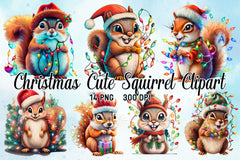 Christmas Cute Squirrel Clipart Bundle - CraftNest - Digital Crafting and Art