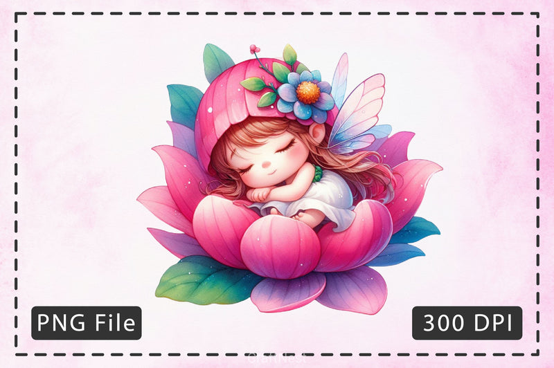 Baby Fairy Sleeping On Flower Clipart Bundle 3 - CraftNest - Digital Crafting and Art