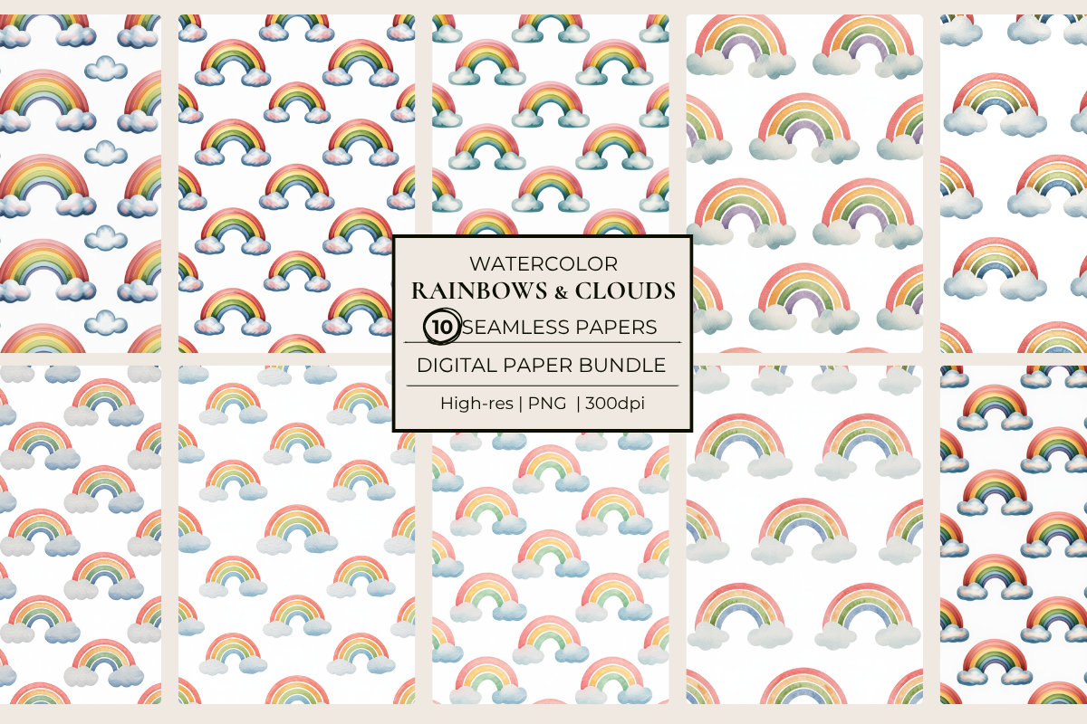 Rainbow Clouds Seamless Papers