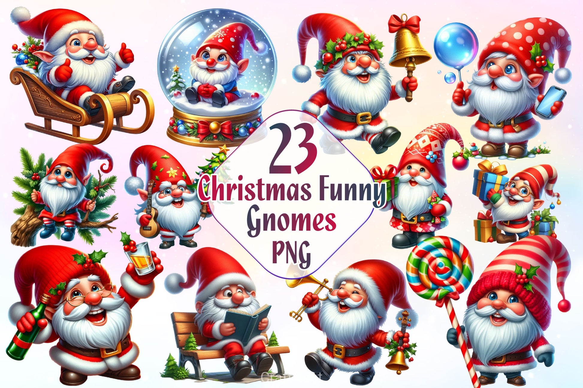 Christmas Funny Gnome Clipart Bundle 2 - CraftNest - Digital Crafting and Art