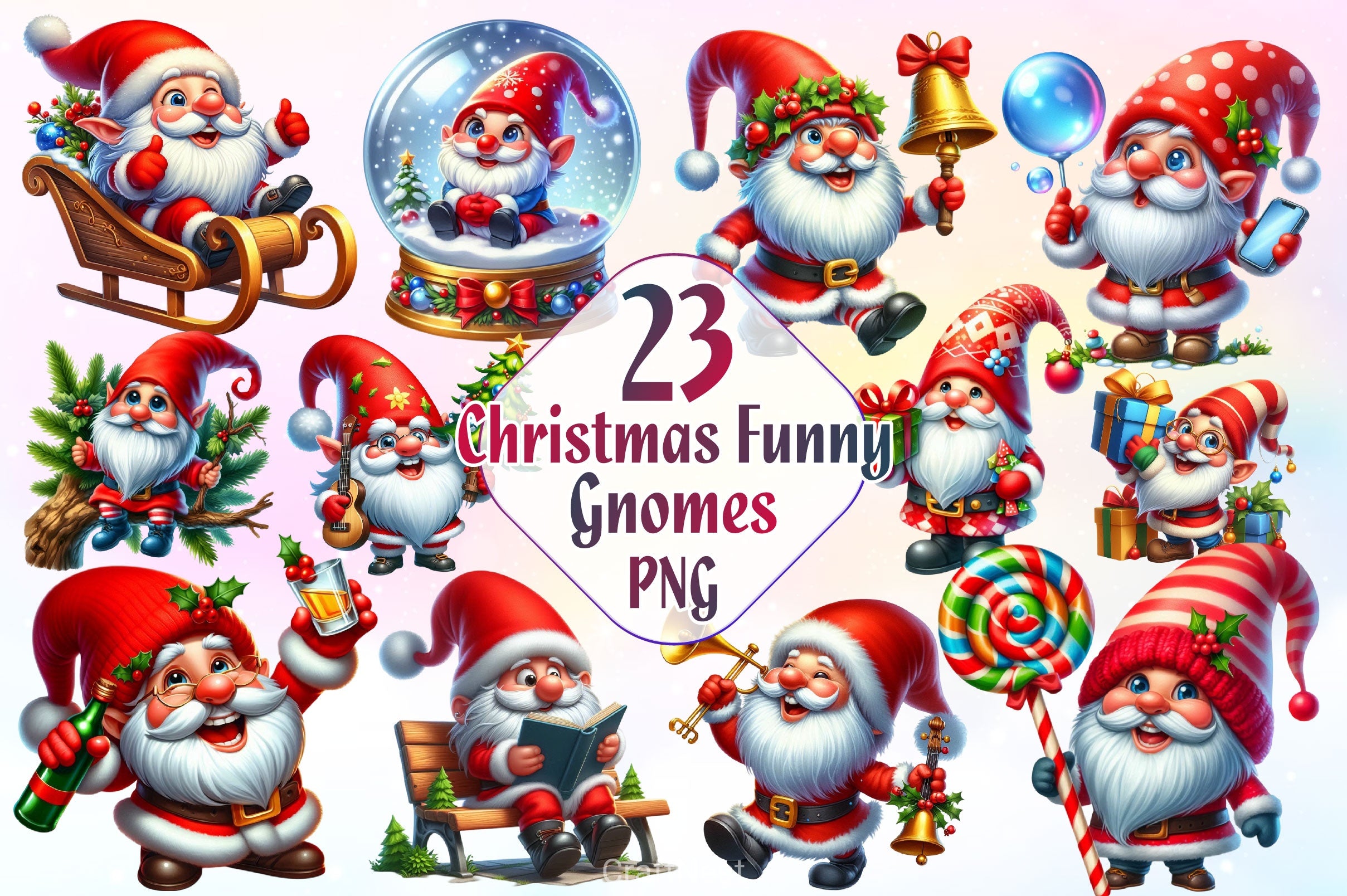 Christmas Funny Gnome Clipart Bundle 2 - CraftNest - Digital Crafting and Art