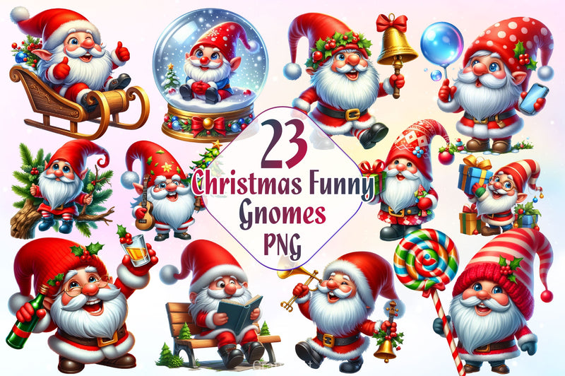 Christmas Funny Gnome Clipart Bundle 2 - CraftNest - Digital Crafting and Art