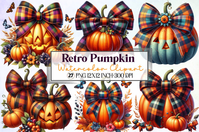 Retro Pumpkin Clipart Bundle - CraftNest - Digital Crafting and Art