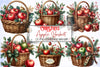 Christmas Apple Basket Clipart Bundle