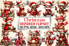 Christmas Reindeer Clipart Bundle 7 - CraftNest - Digital Crafting and Art