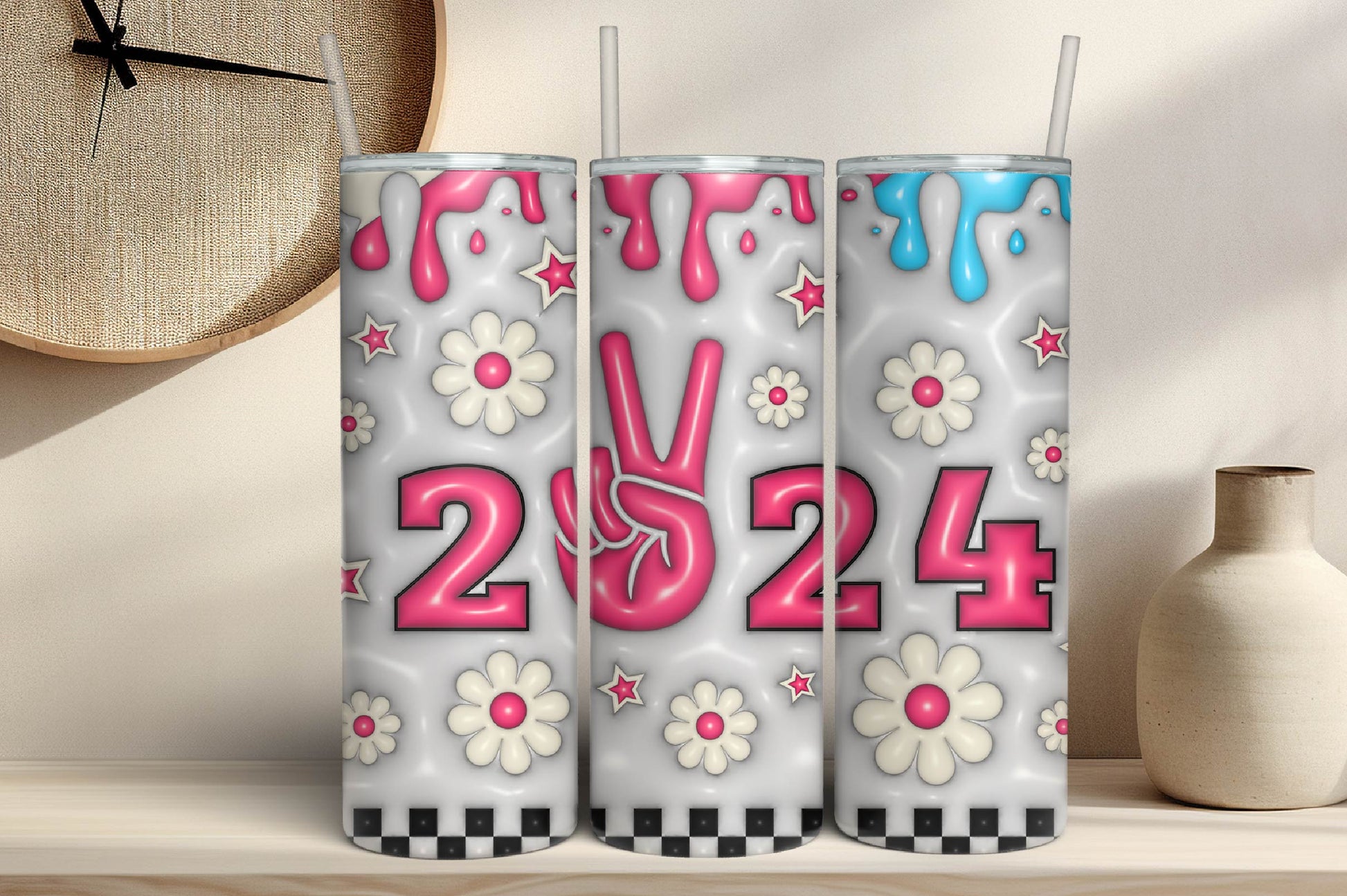 3D Inflated New Year Tumbler Bundle 5 - CraftNest - Digital Crafting and Art