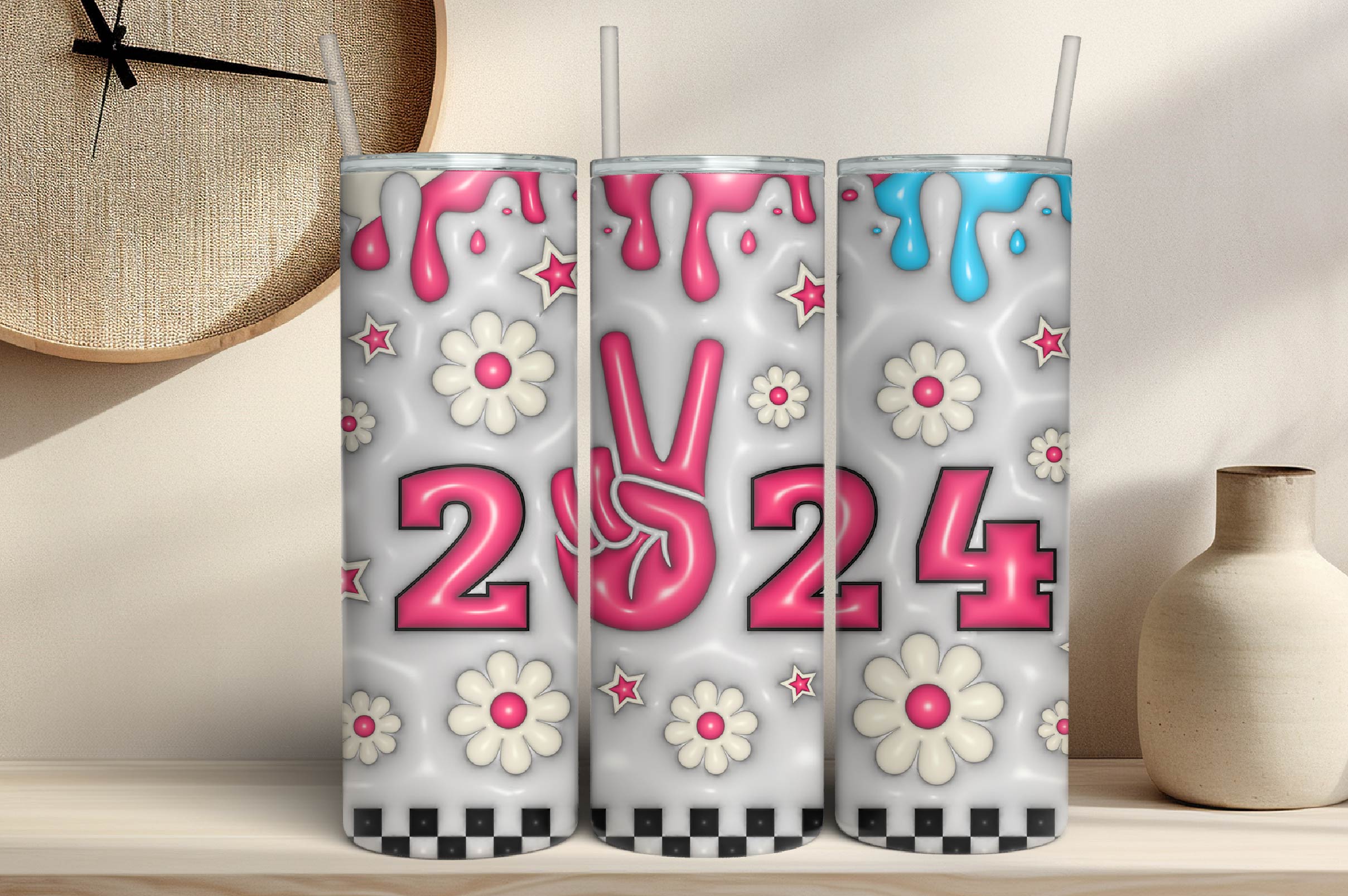 3D Inflated New Year Tumbler Bundle 5 - CraftNest - Digital Crafting and Art