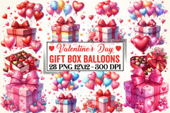 Valentine Gift Box Balloons Clipart Bundle - CraftNest - Digital Crafting and Art