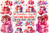 Valentine Gift Box Balloons Clipart Bundle