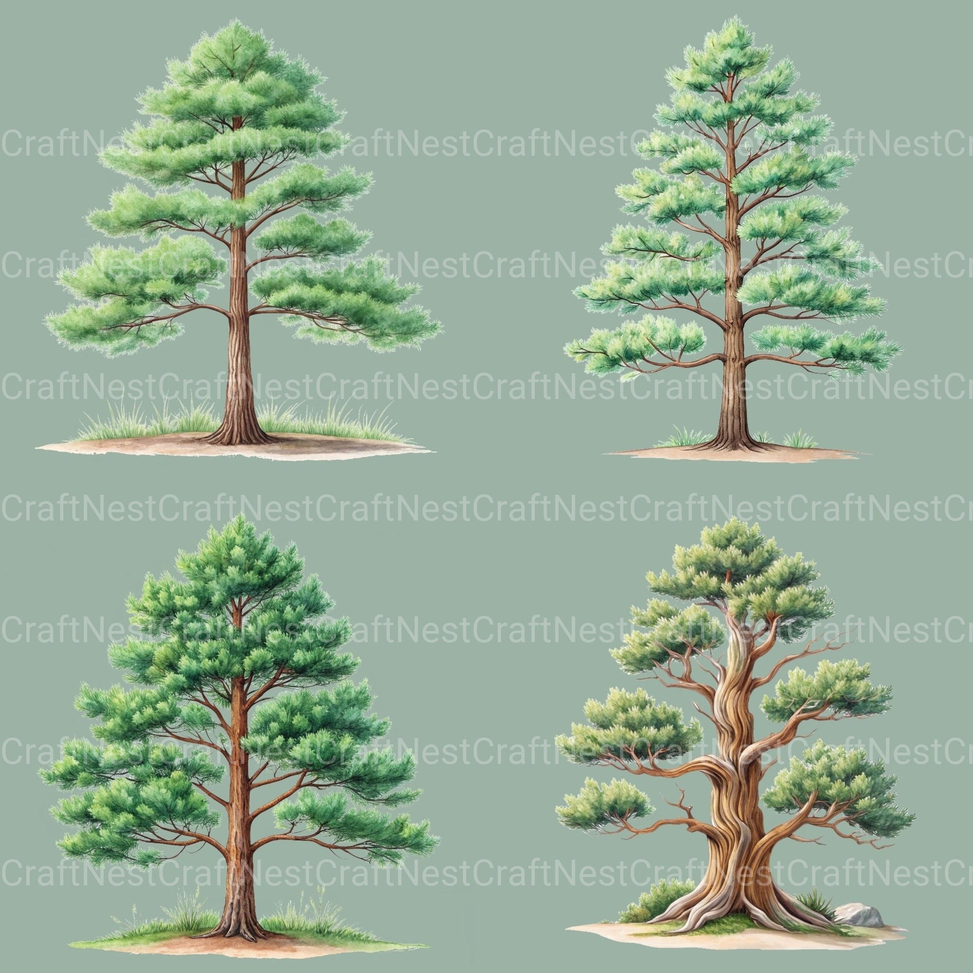 Pine Trees Clipart Bundle - CraftNest - Digital Crafting and Art