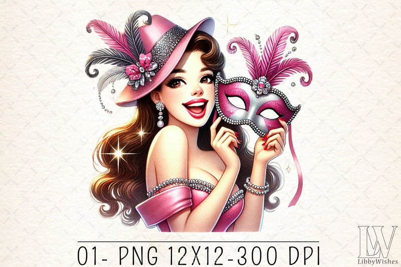 Mardi Gras Girl Clipart Bundle 2 - CraftNest - Digital Crafting and Art