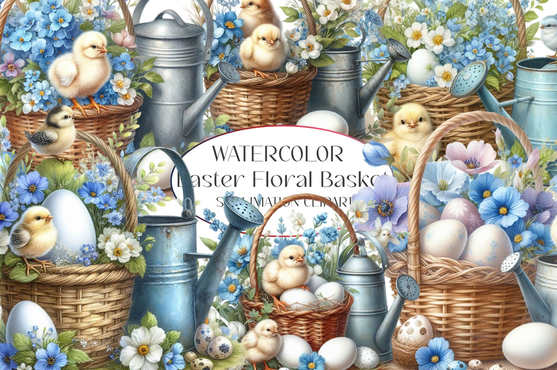 Vintage Easter Floral Basket Clipart Bundle - CraftNest - Digital Crafting and Art
