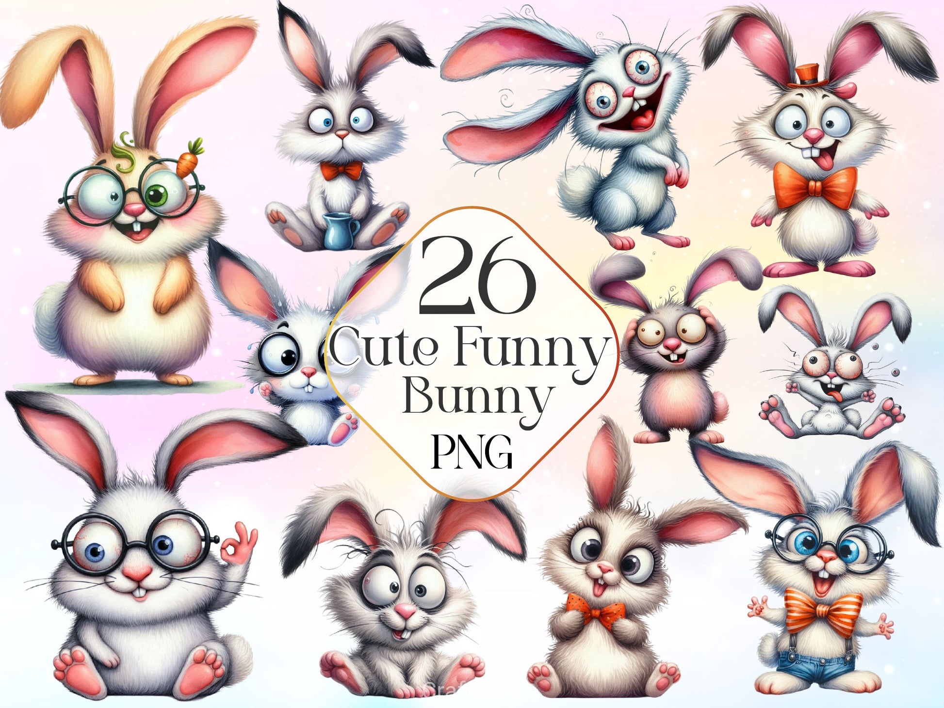 Cute Bunny Bunny Rabbit Clipart Bundle - CraftNest - Digital Crafting and Art