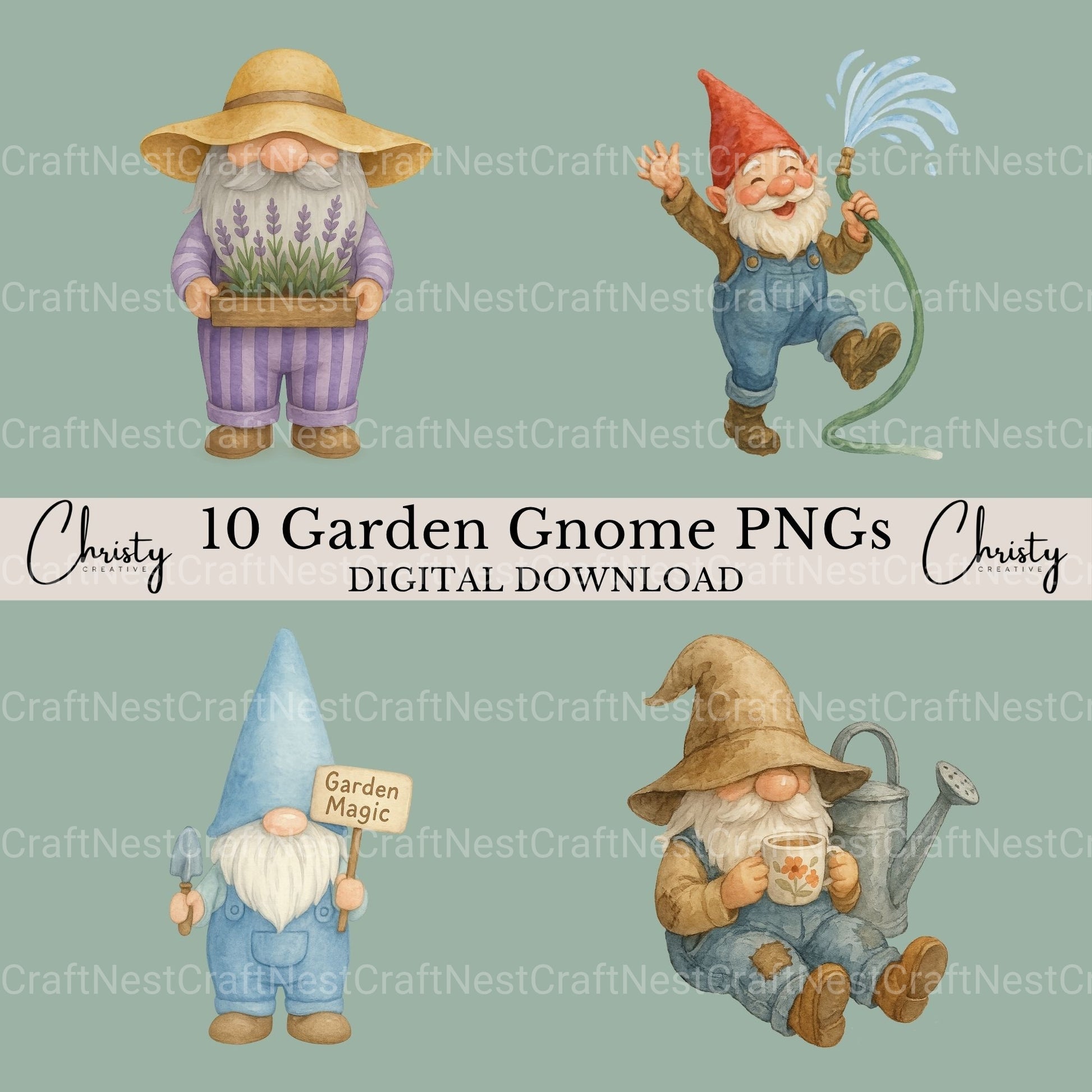 Gnomes Gardening 2 Clipart Bundle - CraftNest - Digital Crafting and Art