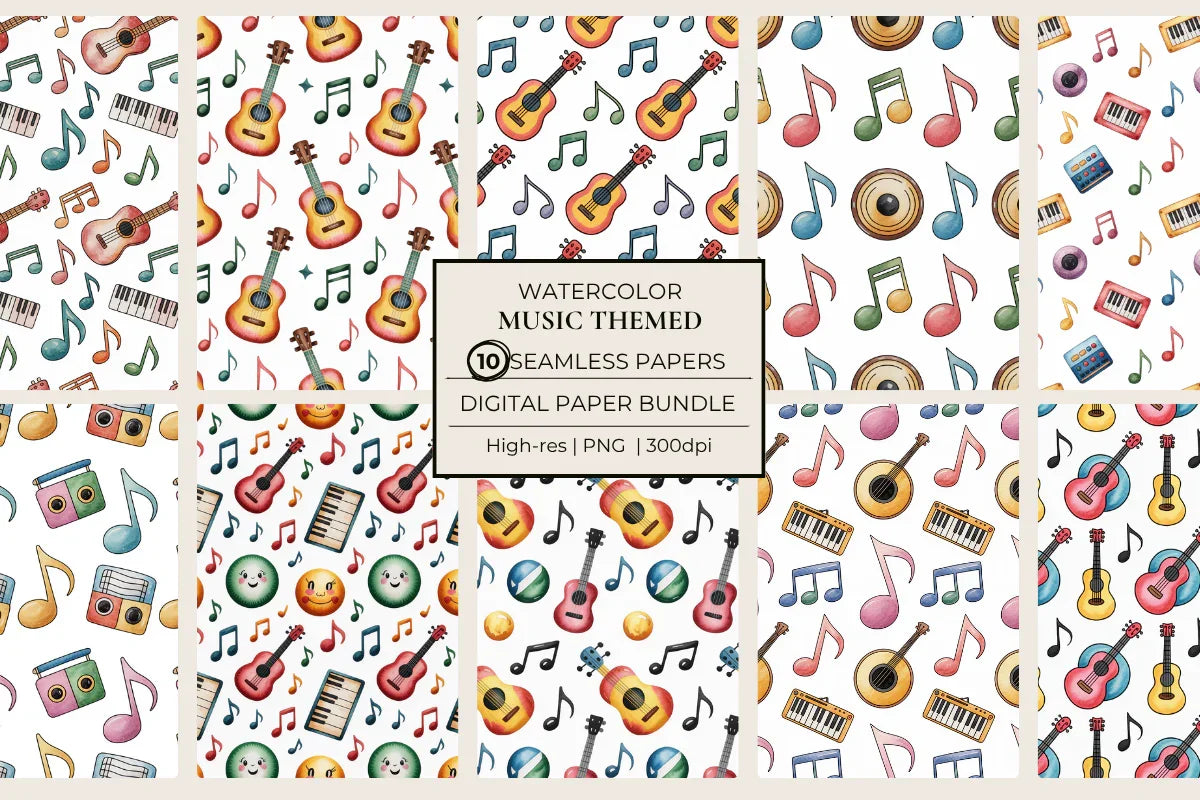 Music Themed Seamless Papers - CraftNest - Digital Crafting and Art