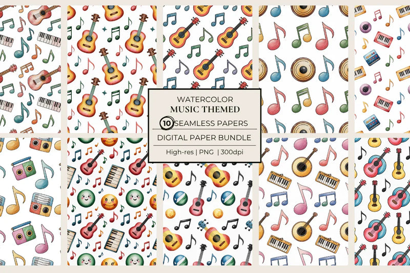 Music Themed Seamless Papers - CraftNest - Digital Crafting and Art