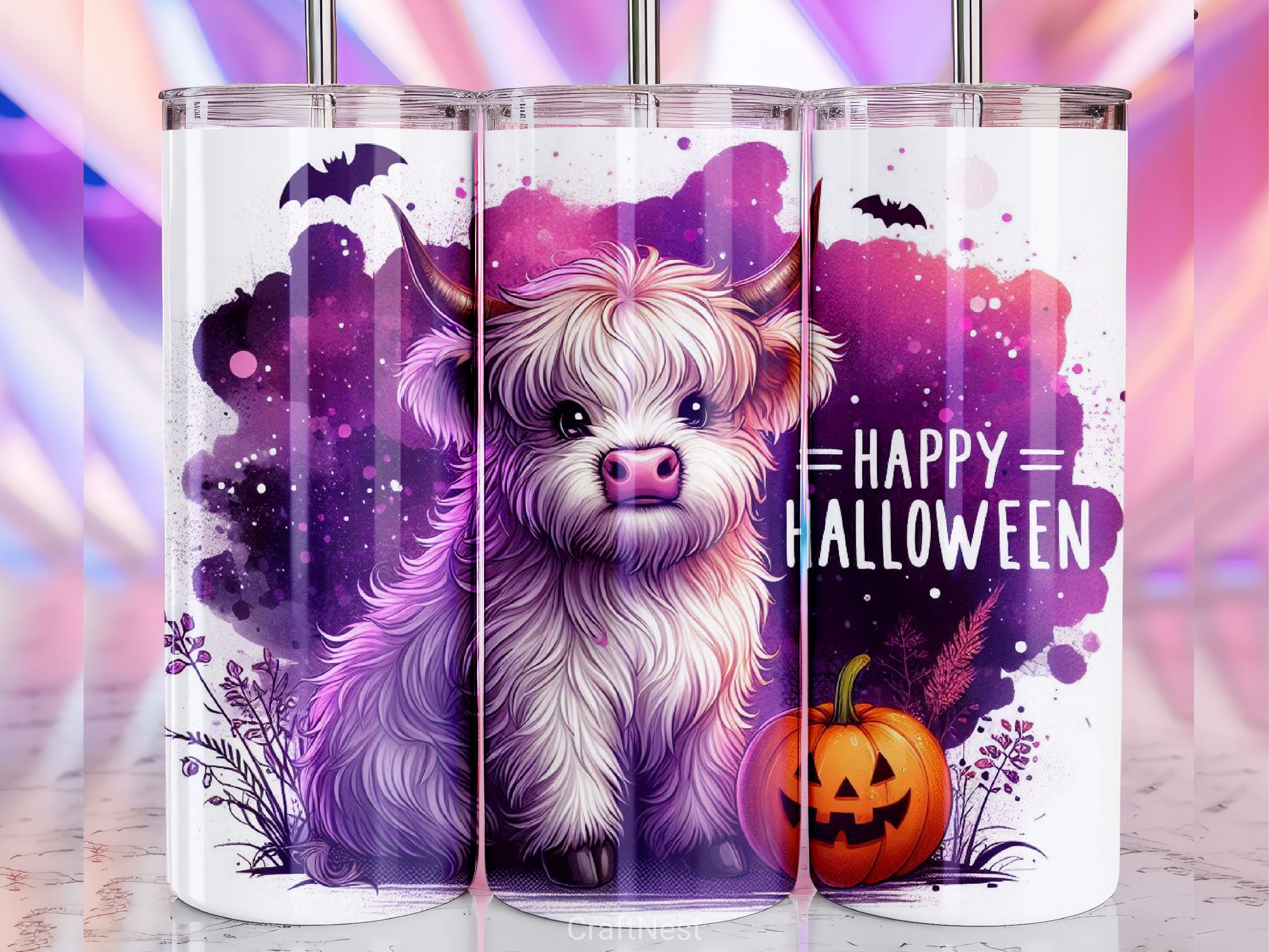 Halloween Highland Cow Tumbler Wrap Bundle 8 - CraftNest - Digital Crafting and Art
