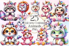 Unicorn Costume For Cute Animals Clipart Bundle - CraftNest - Digital Crafting and Art