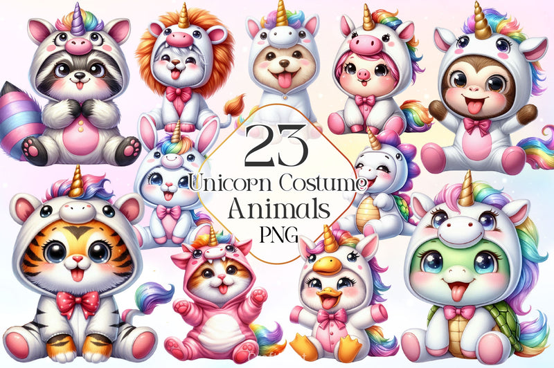 Unicorn Costume For Cute Animals Clipart Bundle - CraftNest - Digital Crafting and Art