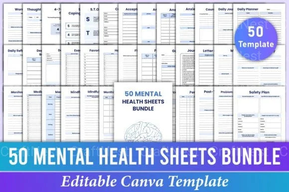 Mental Health Worksheets Collection - CraftNest - Digital Crafting and Art