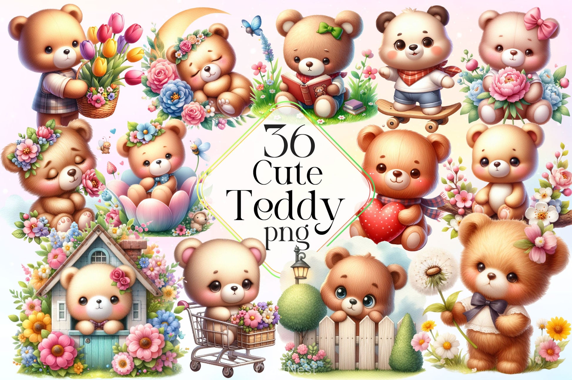 Cute Teddy Bear Clipart Bundle 3 - CraftNest - Digital Crafting and Art