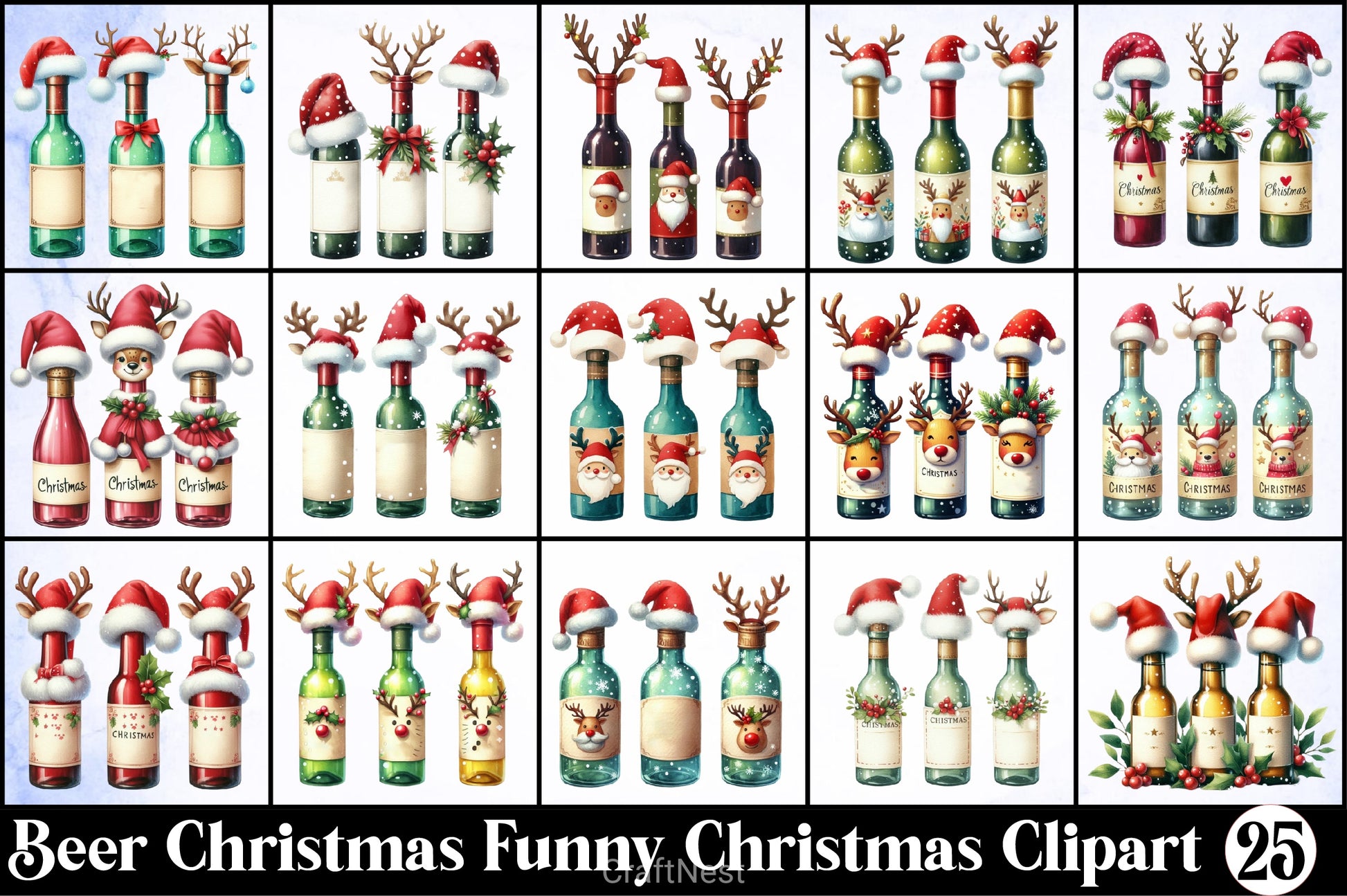 Beer Christmas Funny Clipart Bundle - CraftNest - Digital Crafting and Art