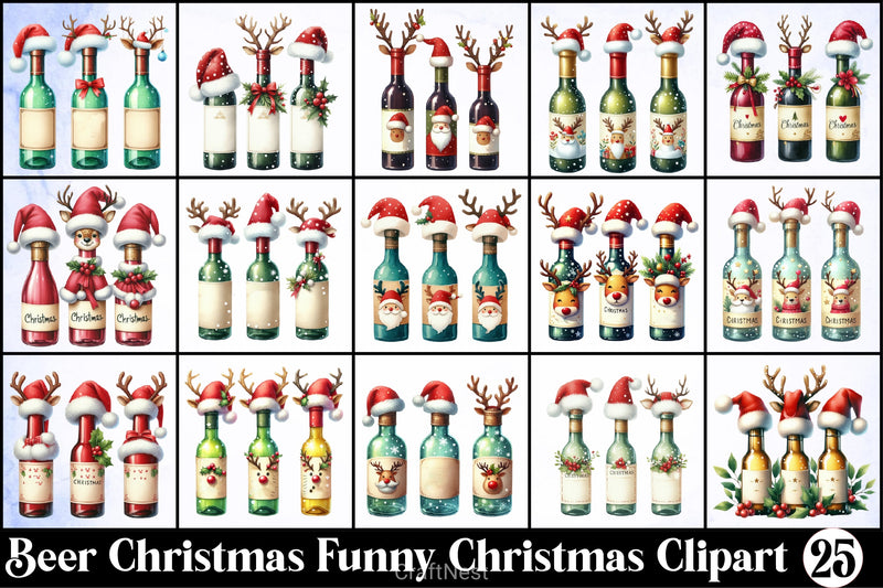 Beer Christmas Funny Clipart Bundle - CraftNest - Digital Crafting and Art