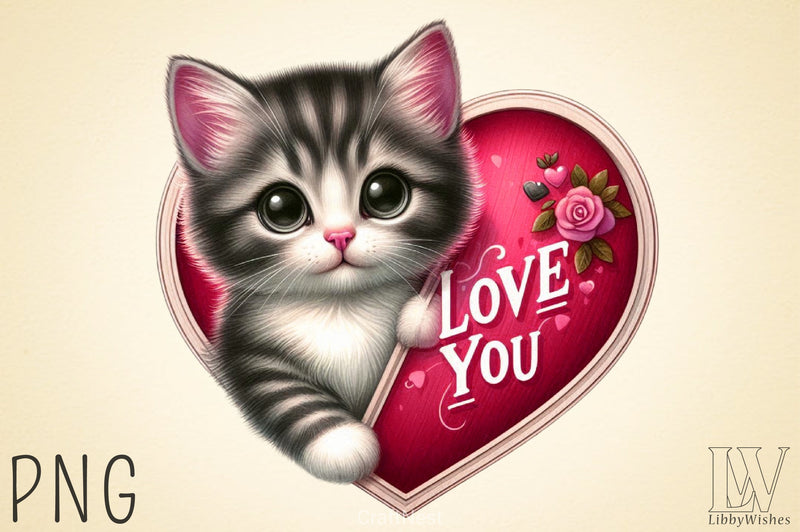 Love You Cat Valentine's Day Clipart Bundle 4 - CraftNest - Digital Crafting and Art