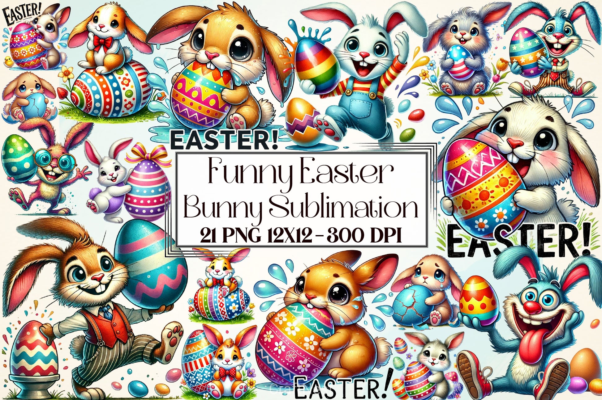 Funny Easter Bunny Clipart Bundle 37 - CraftNest - Digital Crafting and Art