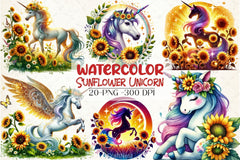 Sunflower Unicorn Clipart Bundle - CraftNest - Digital Crafting and Art