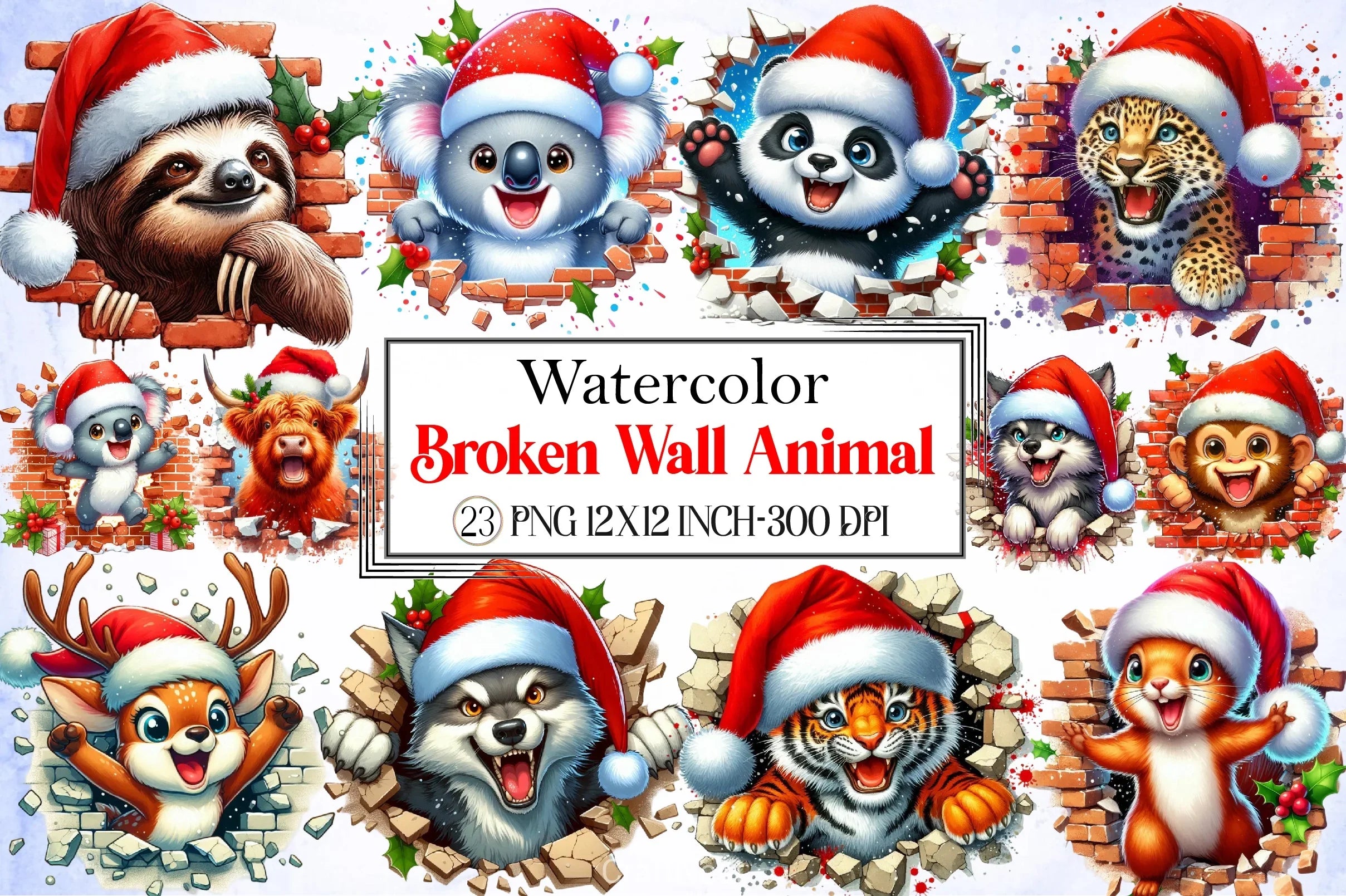 Christmas Wall Animal Clipart Bundle - CraftNest - Digital Crafting and Art