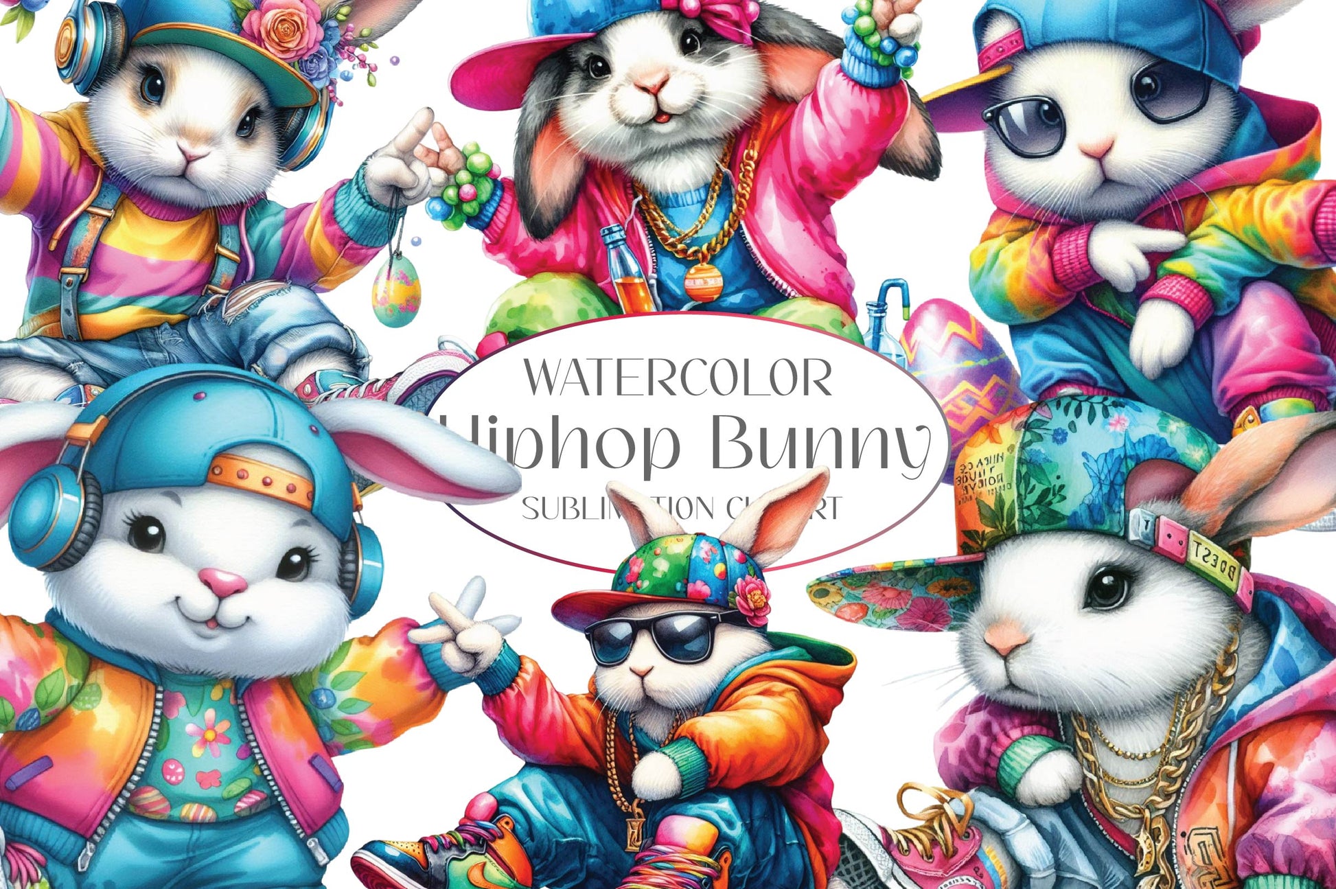 Hiphop Bunny Clipart Bundle - CraftNest - Digital Crafting and Art