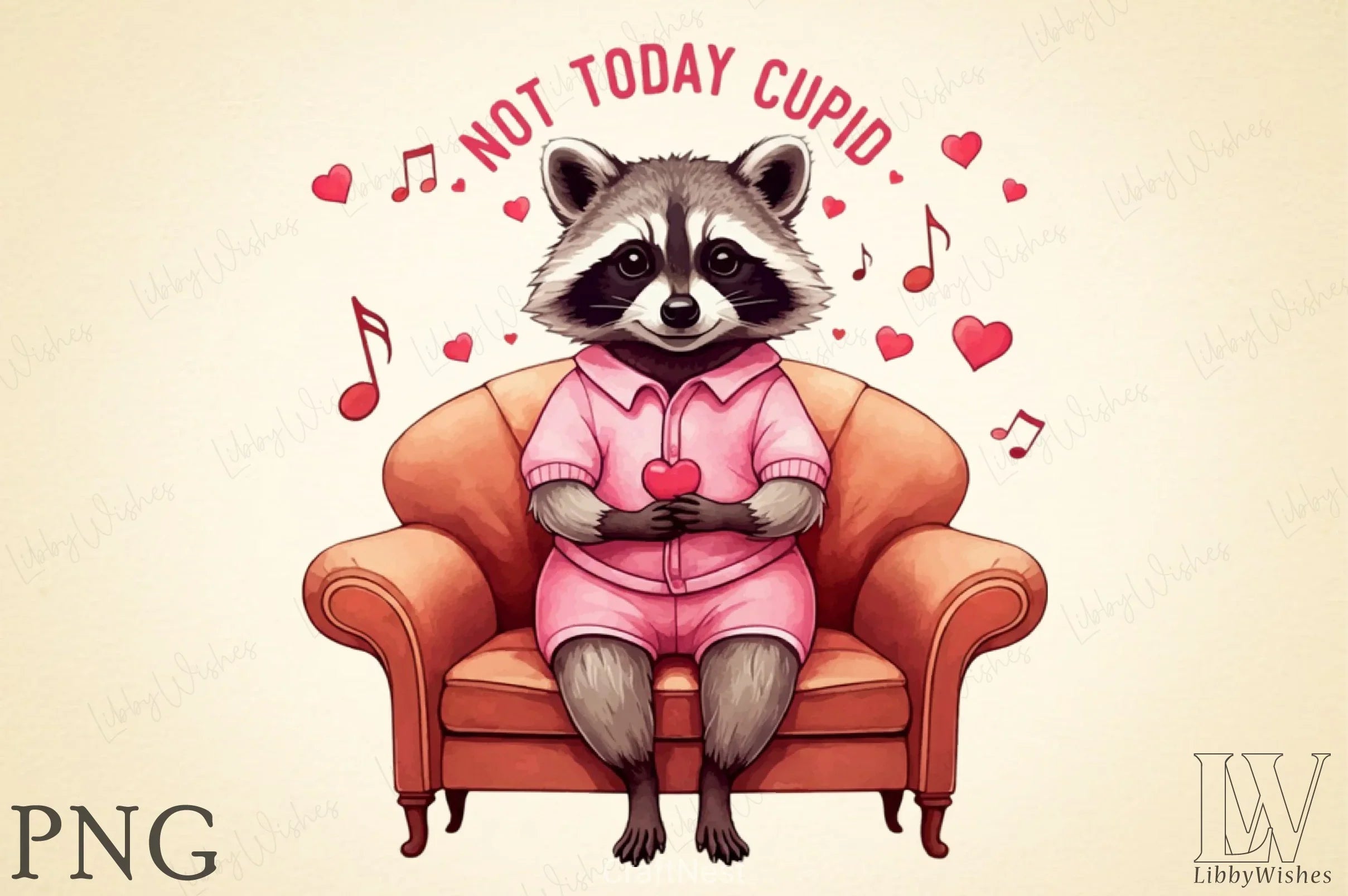 Cupid Raccoon Not Today Cupid Raccoon Clipart Bundle