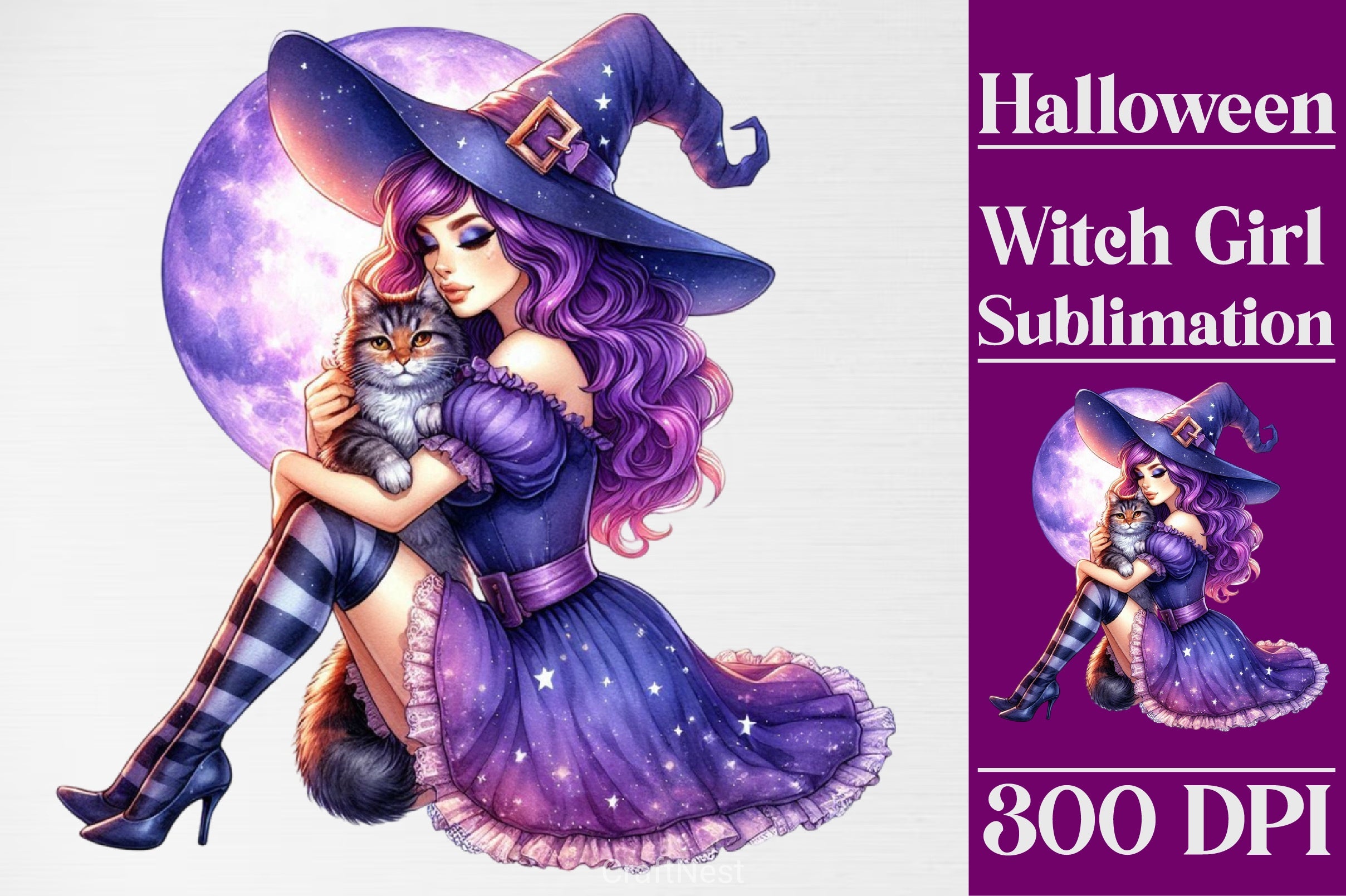 Halloween Witch Girl Clipart Bundle 7 - CraftNest - Digital Crafting and Art