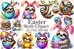 Easter Sloth Clipart Bundle - CraftNest - Digital Crafting and Art