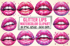 Glitter Lips Clipart Bundle - CraftNest - Digital Crafting and Art
