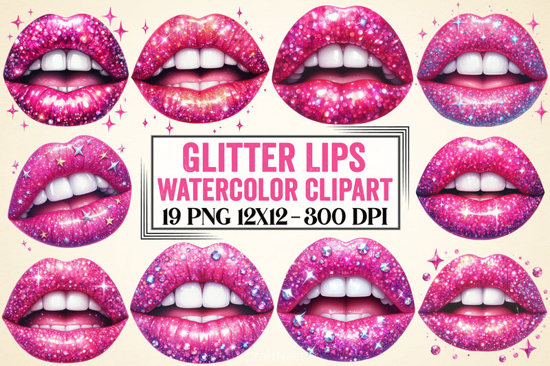 Glitter Lips Clipart Bundle - CraftNest - Digital Crafting and Art