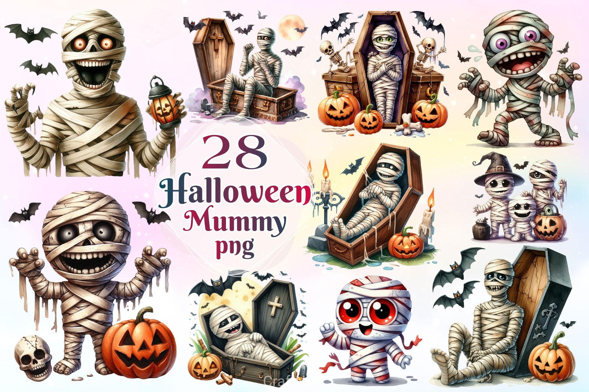 Halloween Mummy Clipart Bundle 2 - CraftNest - Digital Crafting and Art