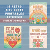 Girl Quotes Retro Clipart Bundle