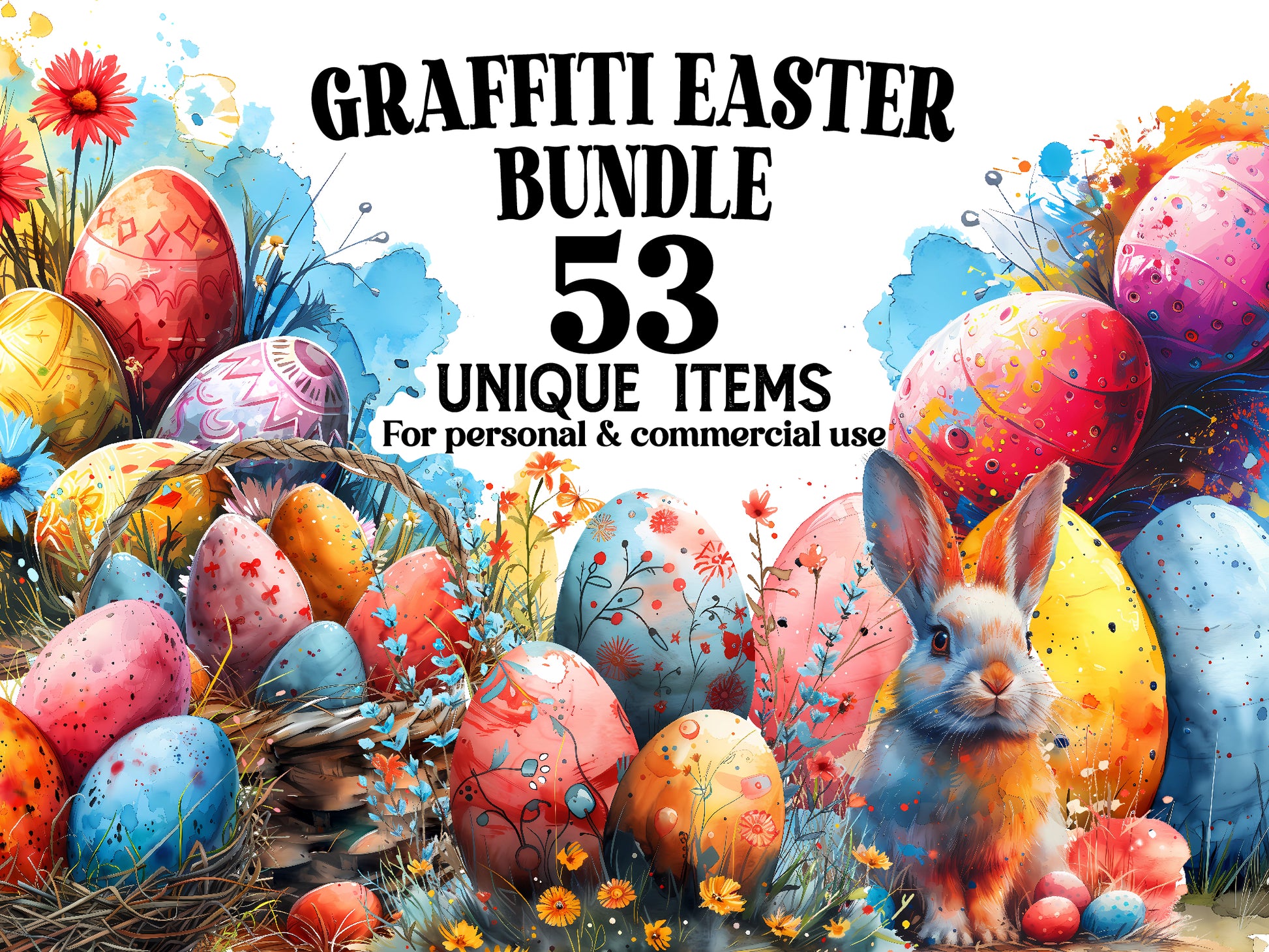 Graphic Graffiti Easter Clipart - CraftNest