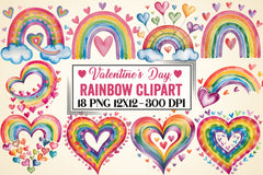 Valentine's Day Rainbow Clipart Bundle 2 - CraftNest - Digital Crafting and Art