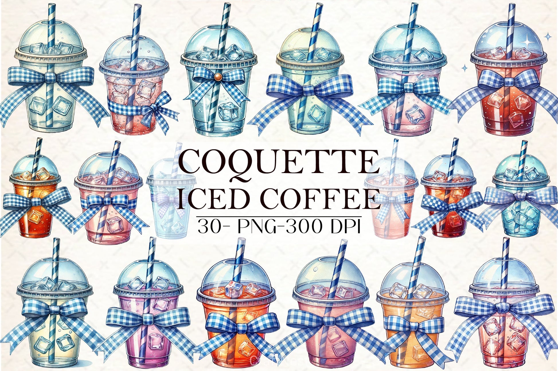 Coquette Iced Coffee Clipart Bundle - CraftNest - Digital Crafting and Art