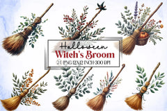 Halloween Witch Broom Clipart Bundle 2 - CraftNest - Digital Crafting and Art