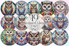 Stained Glass Owl Clipart Bundle - CraftNest - Digital Crafting and Art