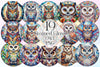 Stained Glass Owl Clipart Bundle